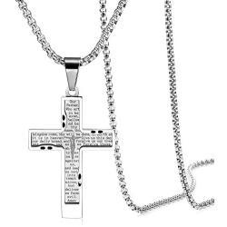 Cross Necklace for Men Women, Stainless Steel Cross Pendant, Pendant Necklace for Boys Girls Unisex, Square Chain Necklace for Women, Hypoallergenic Pendant Necklace