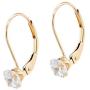 Quality Jewels 14k Gold Earrings, Yellow Gold Dangle Earrings with Round Cubic Zirconia Stone and Easy-to-Use Secure Leverback Clasp