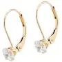 Quality Jewels 14k Gold Earrings, Yellow Gold Dangle Earrings with Round Cubic Zirconia Stone and Easy-to-Use Secure Leverback Clasp Quality Jewels 14k Gold Earrings, Yellow Gold Dangle Earrings with Round Cubic Zirconia Stone and Easy-to-Use Secure Leverback Clasp