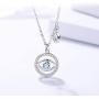 925 Sterling Silver Blue Evil Eye In Circle Teardrop CZ Pendant Necklace, ,Rolo Chan 16''+2''