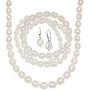 Silpada White Ringed Freshwater Cultured Pearl Earring, Bracelets & Necklace Set in Sterling Silver