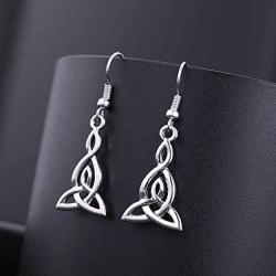 VASSAGO Nordic Irish Viking Celtic Trinity Triquetra Knot Heart Drop Earring for Women Girls