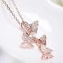 XINSHUN 925 Silver Long Zircon Butterfly Necklaces Pendant Fashion Sterling Silver Jewelry Statement Chain Necklace for Women Ladies Girls Gifts