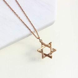 Spoil Cupid 14k Gold Plated 925 Sterling Silver Jewish Jewelry Star of David Necklace Matte Finish Brush Textured, 18''