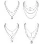 Finrezio 4Pcs Layered Chain Necklaces Set for Women Men Punk Heart Cuban Chunky Chain Necklace Statement Butterfly Lock Key Pendant Necklace