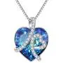 Blue Heart Crystal Pendant Necklace Sterling Silver Love Jewelry Gifts for Daughter Girlfriend Birthday Christmas Blue Heart Crystal Pendant Necklace Sterling Silver Love Jewelry Gifts for Daughter Girlfriend Birthday Christmas