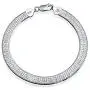Herringbone Reversible Flat Greek Key Design Flexible Strong Chain For Women Bracelet 925 Sterling Silver Made In Italy