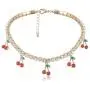 Cherry Tennis Link Chain Necklace Bling Iced Out Cherry Pendant Necklace Cute Crystal Rhinestone Clavicle Chain Necklace for Women Teen Girls Hip Hop Jewelry Gifts