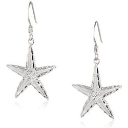 Sterling Silver Diamond Cut Starfish Dangle Earrings