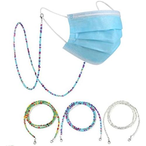 3 Pack Face Mask Lanyard Chain Strap Colorful Beads Necklace Holder for Women Kids Around The Neck(70CM)