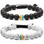 Jovivi Men Women Natural Stone Beaded Bracelet Rainbow LGBT Relationship Couples Bracelets Hematite Tiger Eye Lava Rock Yoga Beads Adjustable Braided Rope Jovivi Men Women Natural Stone Beaded Bracelet Rainbow LGBT Relationship Couples Bracelets Hematite Tiger Eye Lava Rock Yoga Beads Adjustable Braided Rope