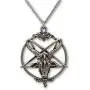 Baphomet Inverted Pentacle Silver Finish Pewter Goat Head Pendant Necklace Baphomet Inverted Pentacle Silver Finish Pewter Goat Head Pendant Necklace