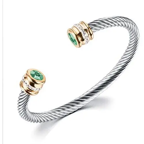 Fashion Inspired Birthstone Bangle Cable Wire Bracelet for Women Girls Teens Jewelry Christmas Gifts Fashion Inspired Birthstone Bangle Cable Wire Bracelet for Women Girls Teens Jewelry Christmas Gifts