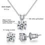ZUYGG Cubic Zirconia Jewelry Set- 18k White Gold Plated Solitaire CZ Pendant Necklace and 0.5ct Stud Earrings for Women