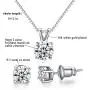 ZUYGG Cubic Zirconia Jewelry Set- 18k White Gold Plated Solitaire CZ Pendant Necklace and 0.5ct Stud Earrings for Women