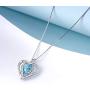 AOBOCO Sterling Silver Angel Heart Necklace Engraved I Love You Forever Pendant with Aquamarine Heart Crystal, Anniversary Birthday Jewelry Gift for Women Wife Girlfriend