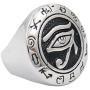 Gungneer Silvertone Mens Stainless Steel Egypt Eye of Horus Ring Symbol of Protection Talisman Amulet Jewelry