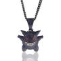 KMASAL Jewelry Unisex Exquisite Bubble Pendant Hip Hop Iced Out Rhinestone Crystal Necklace 18K Gold Plated with 24” Stainless Rope Chain for Men Women (Blue)