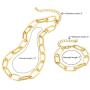 LANE WOODS Gold Chain Necklace and Bracelet for Women Ladies Dainty and Chunky Chain Link Paperclip Jewelry Set