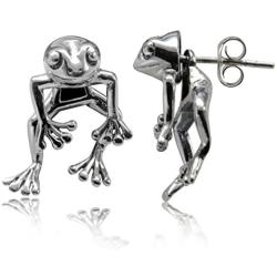 Silvershake 2 Piece Frog 925 Sterling Silver Dangle Post Earrings