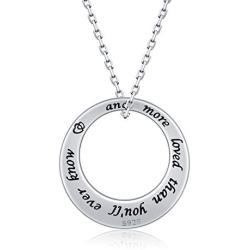 APOTIE Sterling Silver Daughter Necklace S925 Circle Word Pendant Inspirational Jewelry for Daughter Women Girls Teens
