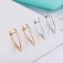 DMQ Letter V-Shaped Huggie drop Earrings for women White gold plated earrings jewelry