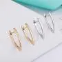 DMQ Letter V-Shaped Huggie drop Earrings for women White gold plated earrings jewelry DMQ Letter V-Shaped Huggie drop Earrings for women White gold plated earrings jewelry