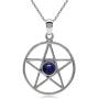 Silvershake Genuine Lapis 925 Sterling Silver Pentagram Star Pendant with 18 Inch Chain Necklace