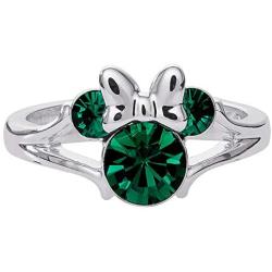 Disney Minnie Mouse Girls Jewelry, Silver Plated Crystal Head Ring, Size 4