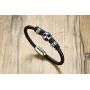MPRAINBOW Free Engraving Stainless Steel Braided Soccer Football Genuine Leather Bracelets for Men Women