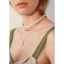 YorzAhar Double Layered Chunky Gold Statement Chain Link Choker Necklaces, Dainty Pearls Stitching Necklaces for Woman Girls Jewelrly