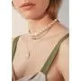 YorzAhar Double Layered Chunky Gold Statement Chain Link Choker Necklaces, Dainty Pearls Stitching Necklaces for Woman Girls Jewelrly