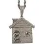 Shop-iGold Custom Trap Men Women 925 Italy White Gold Finish Iced Silver Charm Ice Out Pendant Stainless Steel Real 3 mm Rope Chain, Mans Jewelry, Iced Pendant, Rope Necklace 16''- 24''