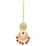 Aheli Faux Kundan Beads Strand Necklace Earrings Maang Tikka Bollywood Traditional Fashion Statement Jewelry Set for Women