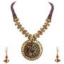 Zephyrr Hand Crafted Fashion Tibetan Beaded Pendant Long Necklace Earrings Set for Women Casual Junk Jewelry