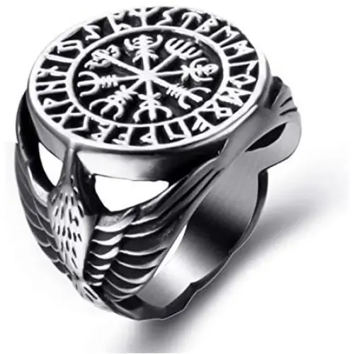 Elfasio Men Stainless Steel Rings Viking Valknut Vegvisir Pirate Compass Norse Symbol Vintage Jewelry Size 8-13 Elfasio Men Stainless Steel Rings Viking Valknut Vegvisir Pirate Compass Norse Symbol Vintage Jewelry Size 8-13