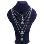Kercisbeauty Halloween Boho Multi layer Silver Long Necklace for Women and Teen Girls with Moon Elephant Rune Pendant Choker Party Jewelry