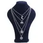 Kercisbeauty Halloween Boho Multi layer Silver Long Necklace for Women and Teen Girls with Moon Elephant Rune Pendant Choker Party Jewelry