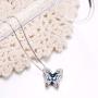 AOBOCO Sterling Silver Butterfly Pendant Necklace Embellished with Crystals from Austria, Dreamy Morpho Helena Butterfly Gifts for Butterfly Lovers, Fine Jewelry Gifts for Women
