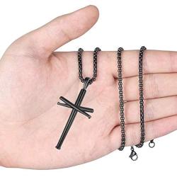 XIEXIELA Baseball Cross Pendant Necklace.Baseball Bats Athletes Stainless Steel Crucifix Pendant Chain Necklaces 22'' Rope Chain for Teen Boys Men Women Girls