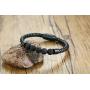 XUANPAI Personalized Custom Name Initial Lava Rock Bracelet Genuine Leather Bracelets with Magnetic Clasp