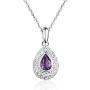 FANCIME White Gold Plated 925 Sterling Silver Natural Amethyst CZ Cubic Zirconia Pendant Necklace Stud Earrings Set Fine Jewelry Gifts For Women Girls