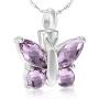 constantlife Cremation Jewelry for Ashes Memorial Urn Necklace Silver Plated Elegant Butterfly Shape Crystal Pendant Keepsake for Human Pets