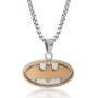 DC Comics Batman Jewelry for Men, Stainless Steel Two Tone Logo Pendant, Necklace