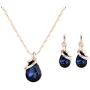 COLORFUL BLING Rose Gold Teardrop Infinity Pendant Necklace Dangle Earring Bridal Pearl Jewelry Sets