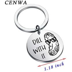 CENWA Dill Pickle Jewelry Dill with It Keychain Vegetable Jewelry Pickle Lover Gift Pun Novelty Humor Gift Parody Sarcastic Gift for Friend