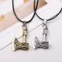 Axe Necklace for Men, Norse Viking Wolf Raven Pendant Necklace with 19.7” Chain, Retro Wolf Totem Necklace, Viking Runes Amulet Necklace, Punk Animal Wolf Jewelry Gift for Men Boys