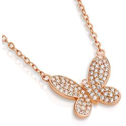 Dainty Butterfly Necklace for Women. Beautiful Necklace with 75 Simulant Diamonds. Dainty Jewelry for Women. Butterfly Jewelry. Dainty Necklaces for Girlfriend. Friendship Jewelry.