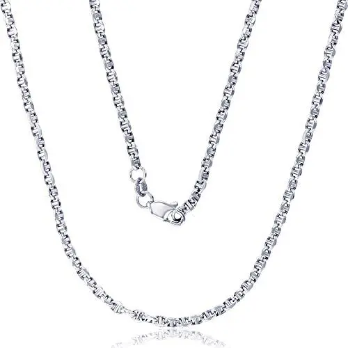 14K Yellow or White Gold Solid 3mm-5mm Fancy Filk Chain with Lobster Claw Clasp | Italian Gold Necklaces | Gold Filk Necklaces for Men and Women