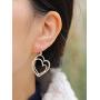 RareLove Valentines Gifts for Girlfriend Interlocking Two Hearts Crystal Embed Hook Dangle Earrings Statement Jewelry For Women Girls Silver Alloy Plated